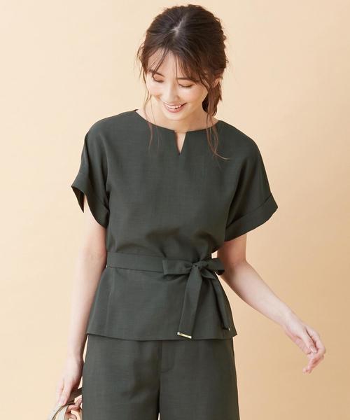 J.PRESS(ジェイプレス)の「【接触冷感】マルソースパンボイル ブラウス(シャツ/ブラウス・レディース・グレー系/ブラウン系/ネイビー系・T13/T15)」の1枚目の写真