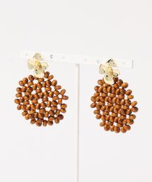 【manatula】ゴールドフラワー×ウッドフラワーピアス