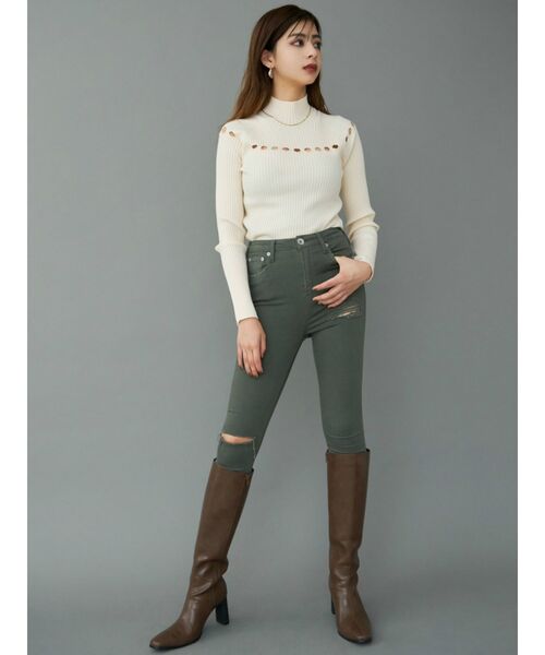 GYDA（ジェイダ）の「H/Wダメージカラースキニーパンツ（その他パンツ・レディース・ブラック/カーキ・SMALL/MEDIUM/X-SMALL）」の12枚目の写真