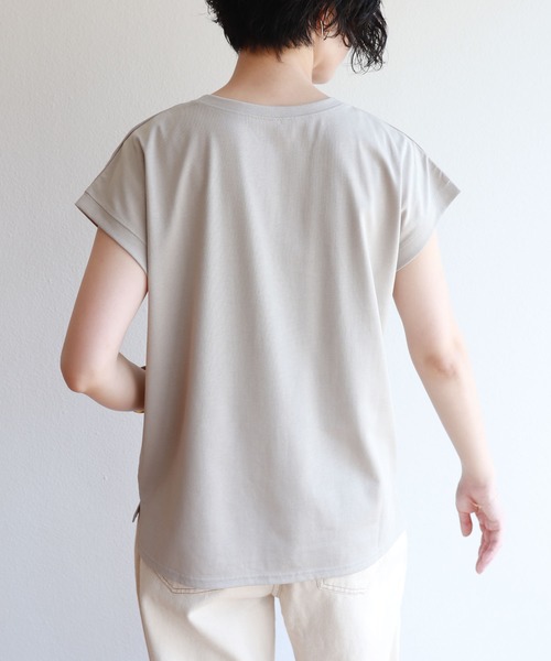 andme（アンドミー）の「汗染み防止フレンチスリーブTシャツ（Tシャツ/カットソー・レディース・サックスブルー/アイボリー/グレー系その他/ブラック・M/L）」の20枚目の写真