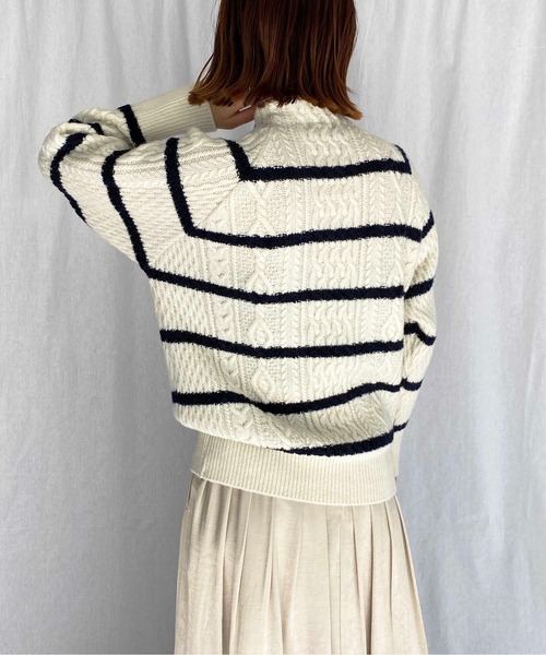 PICCIN（ピッチン）の「【日本製】アラン柄ボタン付きニット（ニット/セーター・レディース・ホワイト系その他/オフホワイト/ネイビー/ブルー系その他・M）」の19枚目の写真