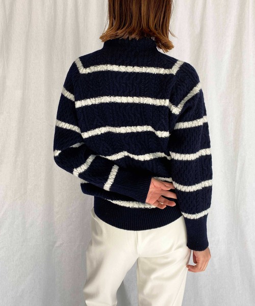PICCIN（ピッチン）の「【日本製】アラン柄ボタン付きニット（ニット/セーター・レディース・ホワイト系その他/オフホワイト/ネイビー/ブルー系その他・M）」の10枚目の写真