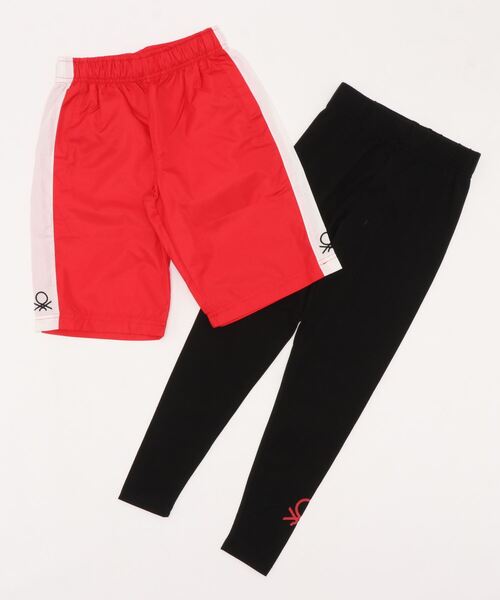 BENETTON (UNITED COLORS OF BENETTON)（ベネトンユナイテッドカラーズオブベネトン）の「【BENETTON / ベネトン】ショートパンツ / レギンスセット スポーツ  アウトドア（レギンス/スパッツ・キッズ・ブラック/グリーン/ピンク/レッド・130/140/150/160）」の4枚目の写真