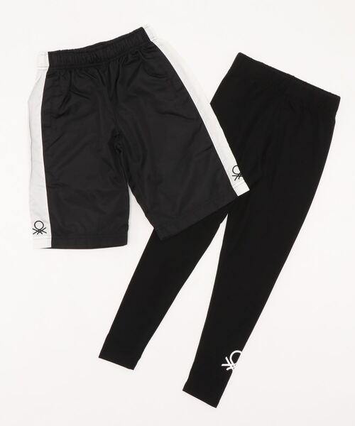 BENETTON (UNITED COLORS OF BENETTON)（ベネトンユナイテッドカラーズオブベネトン）の「【BENETTON / ベネトン】ショートパンツ / レギンスセット スポーツ  アウトドア（レギンス/スパッツ・キッズ・ブラック/グリーン/ピンク/レッド・130/140/150/160）」の2枚目の写真