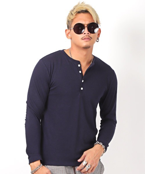 COLIMBO 長袖ヘンリーネックTシャツ L ランプブラック 日本製 長袖ヘンリーネックTシャツ 無地 〈ZZ-0427〉 - OT＆E-shibata