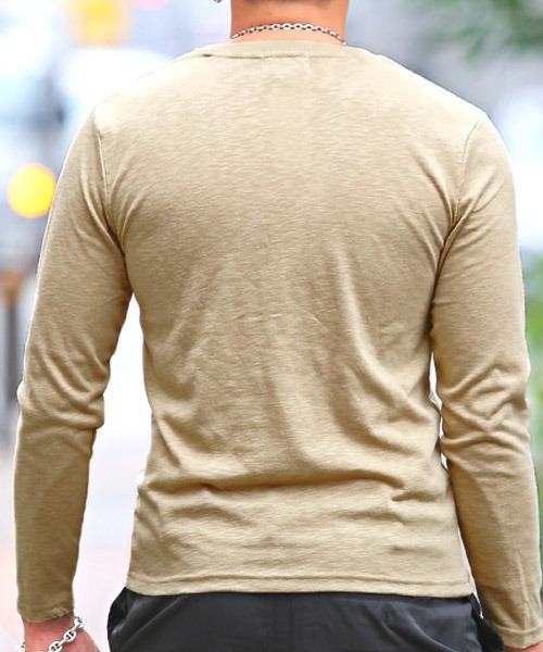 スラブヘンリーネック長袖Tシャツ（Tシャツ/カットソー）｜LUXSTYLE