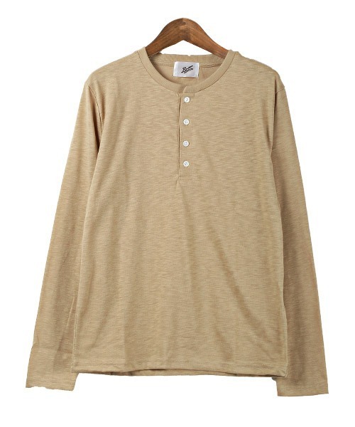 LUXSTYLE(ラグスタイル)の「スラブヘンリーネック長袖Tシャツ(Tシャツ/カットソー・メンズ・ホワイト/ブラック/ベージュ/ネイビー/グレー/カーキ/ピンク・M/L/XL)」の17枚目の写真