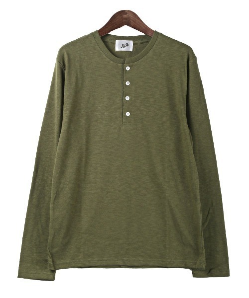 LUXSTYLE(ラグスタイル)の「スラブヘンリーネック長袖Tシャツ(Tシャツ/カットソー・メンズ・ホワイト/ブラック/ベージュ/ネイビー/グレー/カーキ/ピンク・M/L/XL)」の21枚目の写真