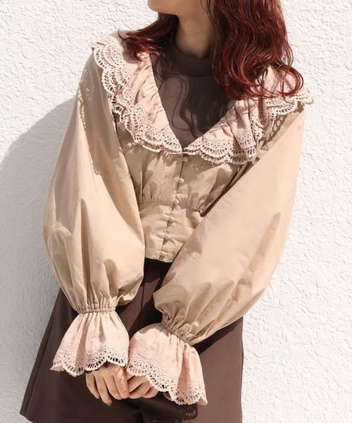 one after another NICE CLAUP（ワンアフターアナザーナイスクラップ）の「インナーセットコットンフリルブラウス（シャツ/ブラウス・レディース・オフホワイト/ブラック/ベージュ・FREE）」の3枚目の写真