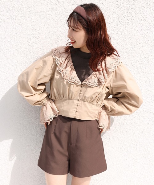 one after another NICE CLAUP（ワンアフターアナザーナイスクラップ）の「インナーセットコットンフリルブラウス（シャツ/ブラウス・レディース・オフホワイト/ブラック/ベージュ・FREE）」の4枚目の写真