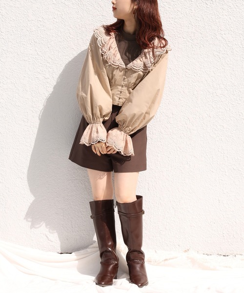 one after another NICE CLAUP（ワンアフターアナザーナイスクラップ）の「インナーセットコットンフリルブラウス（シャツ/ブラウス・レディース・オフホワイト/ブラック/ベージュ・FREE）」の15枚目の写真