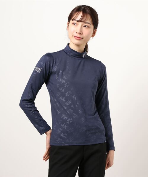 Admiral Golf（アドミラル　ゴルフ）の「[アドミラル ゴルフ] レディース アイリッシュエンボス ハイネックシャツ　（Tシャツ/カットソー・レディース・マスタード/カーキ/ブラック/バーガンディー/ネイビー/ホワイト・L/LL/M/S）」の4枚目の写真