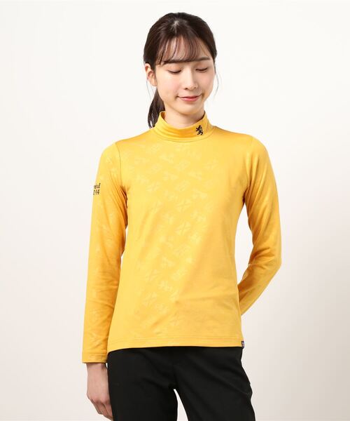 Admiral Golf（アドミラル　ゴルフ）の「[アドミラル ゴルフ] レディース アイリッシュエンボス ハイネックシャツ　（Tシャツ/カットソー・レディース・マスタード/カーキ/ブラック/バーガンディー/ネイビー/ホワイト・L/LL/M/S）」の5枚目の写真