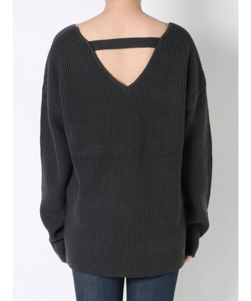 GYDA（ジェイダ）の「ECOレザーポケットニット TOPS（ニット/セーター・レディース・チャコールグレー/ベージュ/オフホワイト・FREE）」の14枚目の写真