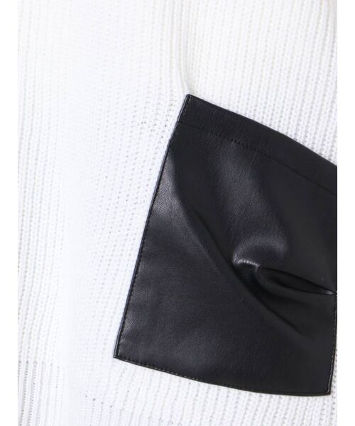 GYDA（ジェイダ）の「ECOレザーポケットニット TOPS（ニット/セーター・レディース・チャコールグレー/ベージュ/オフホワイト・FREE）」の19枚目の写真