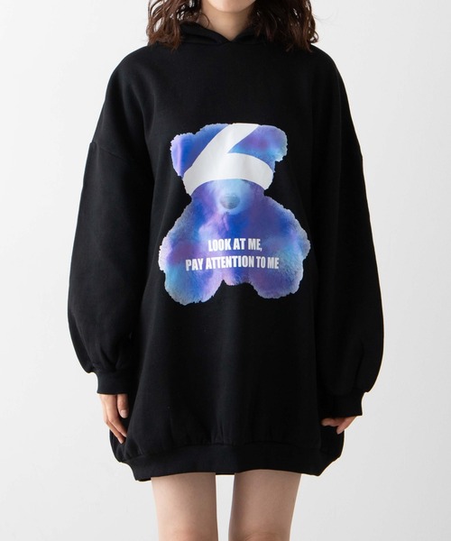 WEGO（ウィゴー）の「WEGO/BIGベアプリントパーカー（スウェット・レディース・ホワイト/ブラック・FREE）」の7枚目の写真