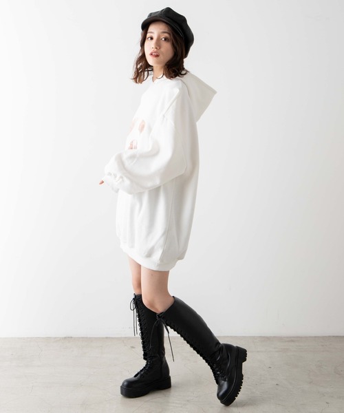 WEGO（ウィゴー）の「WEGO/BIGベアプリントパーカー（スウェット・レディース・ホワイト/ブラック・FREE）」の11枚目の写真