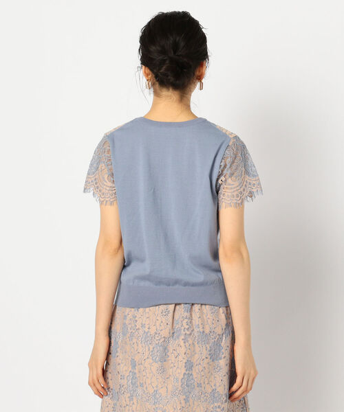 NOLLEY’S Sophi（ノーリーズソフィ）の「レース付半袖プルオーバーニット（ニット/セーター・レディース・ネイビー/ベージュ/アイボリー・36/38）」の4枚目の写真