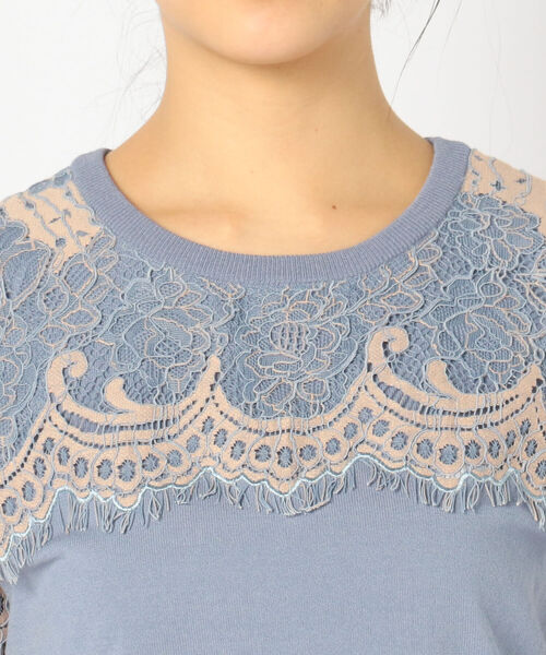 NOLLEY’S Sophi（ノーリーズソフィ）の「レース付半袖プルオーバーニット（ニット/セーター・レディース・ネイビー/ベージュ/アイボリー・36/38）」の7枚目の写真