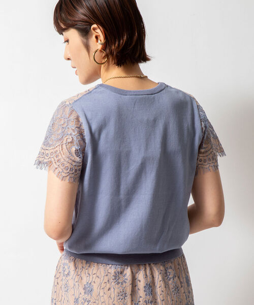 NOLLEY’S Sophi（ノーリーズソフィ）の「レース付半袖プルオーバーニット（ニット/セーター・レディース・ネイビー/ベージュ/アイボリー・36/38）」の17枚目の写真