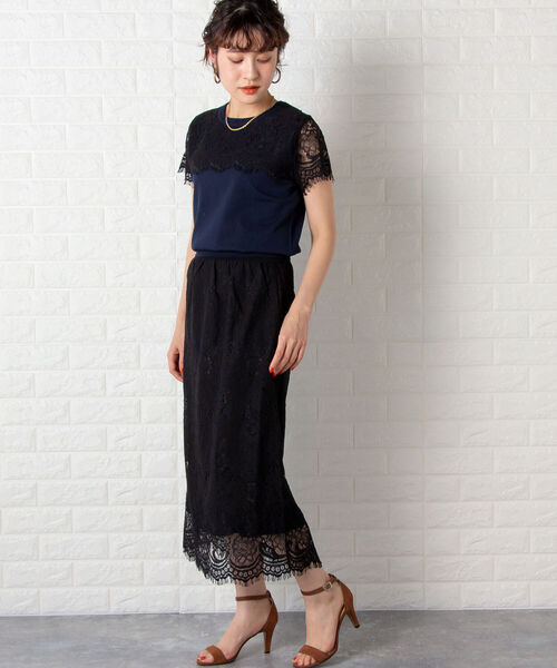 NOLLEY’S Sophi（ノーリーズソフィ）の「レース付半袖プルオーバーニット（ニット/セーター・レディース・ネイビー/ベージュ/アイボリー・36/38）」の15枚目の写真