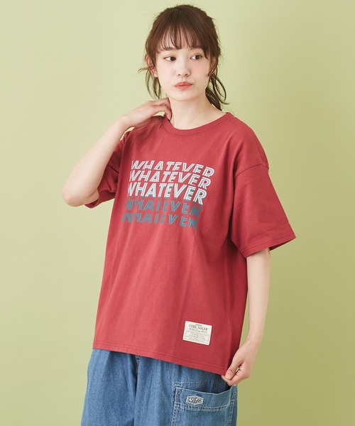 CUBE SUGAR（キューブシュガー）の「OE天竺 プリントＴシャツ（Tシャツ/カットソー・レディース・レッド/チャコールグレー/サックスブルー/マルチ/ホワイト・M）」の4枚目の写真