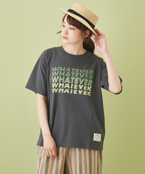 CUBE SUGAR（キューブシュガー）の「OE天竺 プリントＴシャツ（Tシャツ/カットソー・レディース・レッド/チャコールグレー/サックスブルー/マルチ/ホワイト・M）」の3枚目の写真