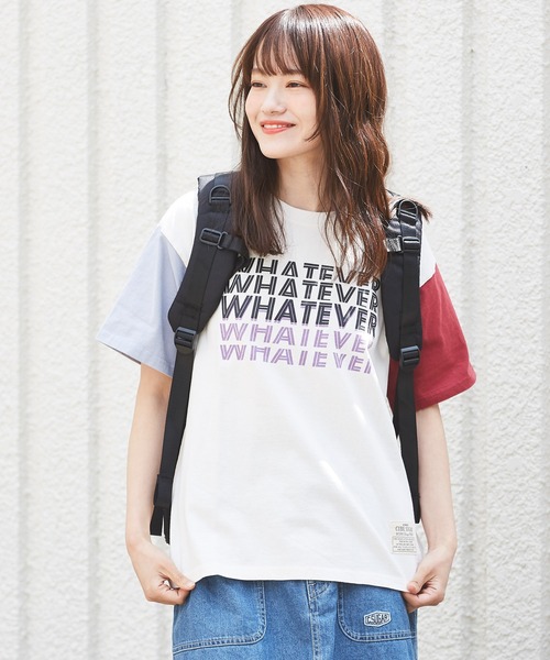 CUBE SUGAR（キューブシュガー）の「OE天竺 プリントＴシャツ（Tシャツ/カットソー・レディース・レッド/チャコールグレー/サックスブルー/マルチ/ホワイト・M）」の5枚目の写真