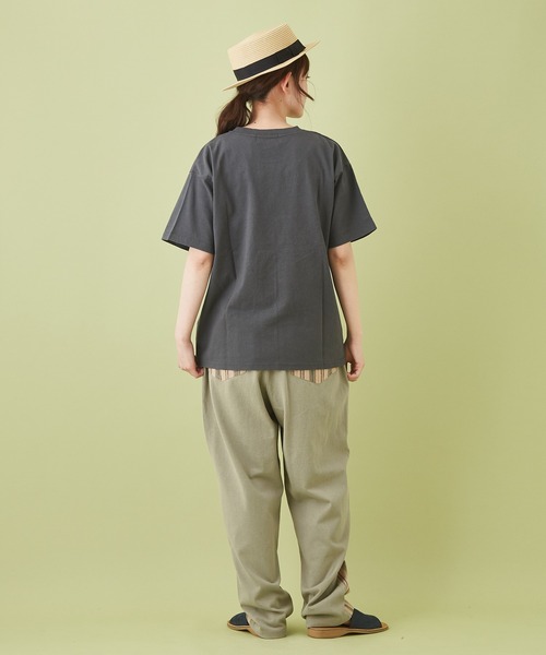 CUBE SUGAR（キューブシュガー）の「OE天竺 プリントＴシャツ（Tシャツ/カットソー・レディース・レッド/チャコールグレー/サックスブルー/マルチ/ホワイト・M）」の11枚目の写真