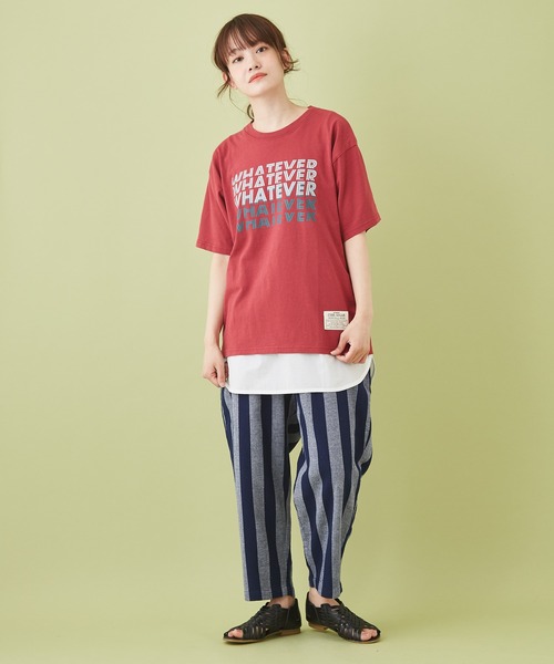 CUBE SUGAR（キューブシュガー）の「OE天竺 プリントＴシャツ（Tシャツ/カットソー・レディース・レッド/チャコールグレー/サックスブルー/マルチ/ホワイト・M）」の12枚目の写真