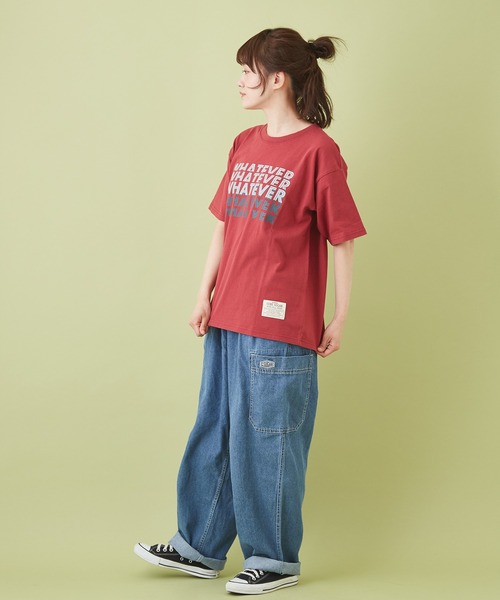 CUBE SUGAR（キューブシュガー）の「OE天竺 プリントＴシャツ（Tシャツ/カットソー・レディース・レッド/チャコールグレー/サックスブルー/マルチ/ホワイト・M）」の14枚目の写真