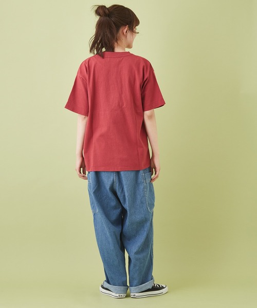 CUBE SUGAR（キューブシュガー）の「OE天竺 プリントＴシャツ（Tシャツ/カットソー・レディース・レッド/チャコールグレー/サックスブルー/マルチ/ホワイト・M）」の15枚目の写真