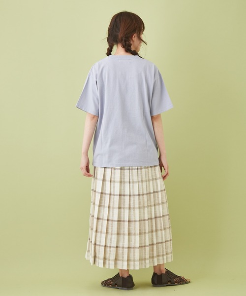 CUBE SUGAR（キューブシュガー）の「OE天竺 プリントＴシャツ（Tシャツ/カットソー・レディース・レッド/チャコールグレー/サックスブルー/マルチ/ホワイト・M）」の18枚目の写真