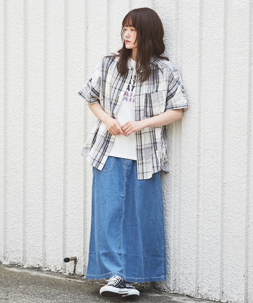 CUBE SUGAR（キューブシュガー）の「OE天竺 プリントＴシャツ（Tシャツ/カットソー・レディース・レッド/チャコールグレー/サックスブルー/マルチ/ホワイト・M）」の20枚目の写真