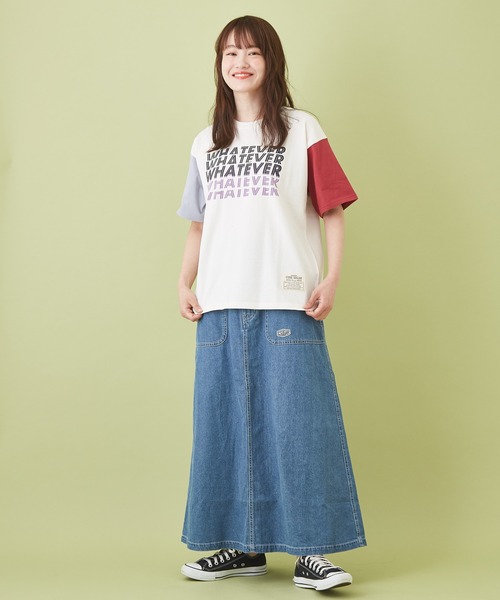 CUBE SUGAR（キューブシュガー）の「OE天竺 プリントＴシャツ（Tシャツ/カットソー・レディース・レッド/チャコールグレー/サックスブルー/マルチ/ホワイト・M）」の21枚目の写真