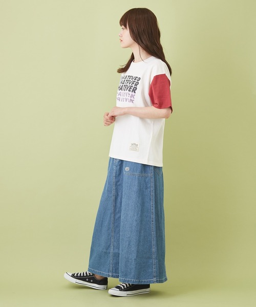 CUBE SUGAR（キューブシュガー）の「OE天竺 プリントＴシャツ（Tシャツ/カットソー・レディース・レッド/チャコールグレー/サックスブルー/マルチ/ホワイト・M）」の22枚目の写真