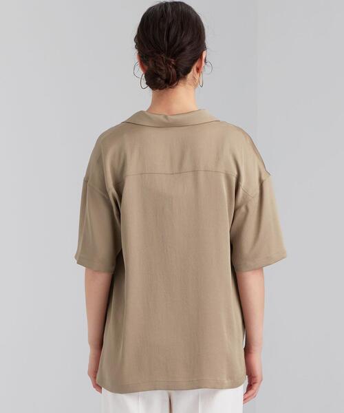 green label relaxing(グリーンレーベルリラクシング)の「FM ハンマーサテン カイキン シャツ(シャツ/ブラウス・レディース・ナチュラル/オリーブ/ライトブルー・FREE)」の4枚目の写真