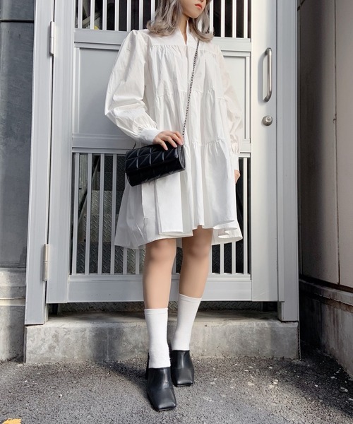 Figments（フィグメンツ）の「ティアードワンピース（ワンピース・レディース・ブラック/ホワイト・FREE）」の5枚目の写真