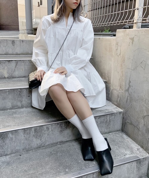 Figments（フィグメンツ）の「ティアードワンピース（ワンピース・レディース・ブラック/ホワイト・FREE）」の6枚目の写真