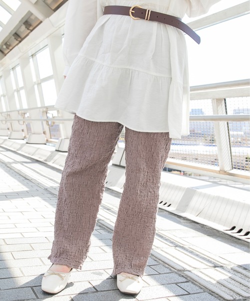 PairPair（ペアペア）の「ジャガードイージーパンツ（その他パンツ・レディース・アイボリー/モカ・FREE）」の2枚目の写真