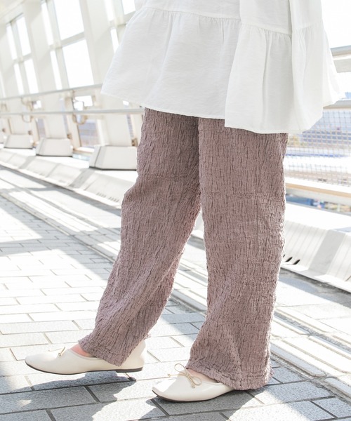 PairPair（ペアペア）の「ジャガードイージーパンツ（その他パンツ・レディース・アイボリー/モカ・FREE）」の4枚目の写真