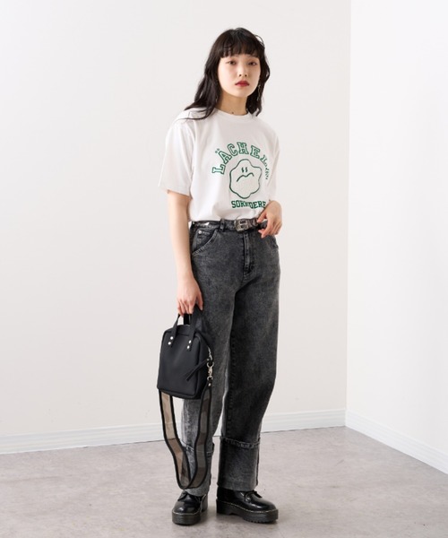 RASVOA（ラスボア）の「スマイル？カレッジＴシャツ（Tシャツ/カットソー・レディース・ブラック/オフホワイト・FREE）」の6枚目の写真