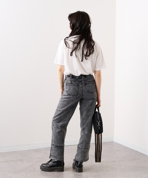 RASVOA（ラスボア）の「スマイル？カレッジＴシャツ（Tシャツ/カットソー・レディース・ブラック/オフホワイト・FREE）」の4枚目の写真