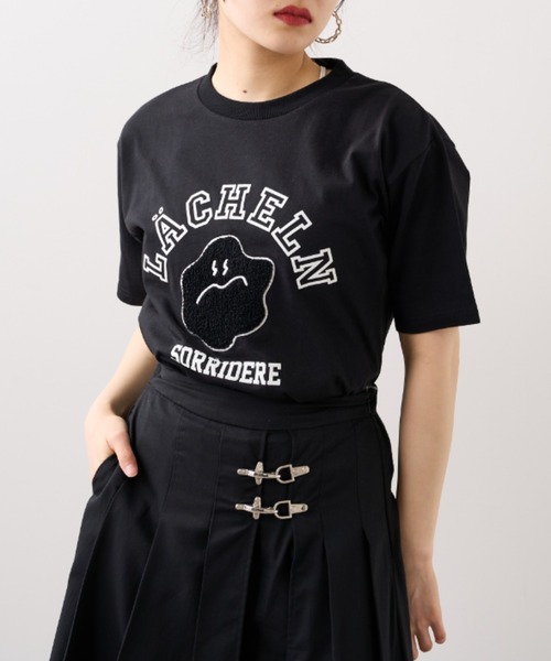 RASVOA（ラスボア）の「スマイル？カレッジＴシャツ（Tシャツ/カットソー・レディース・ブラック/オフホワイト・FREE）」の10枚目の写真