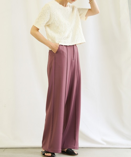 select MOCA(セレクトモカ)の「センターラインステッチワイドパンツ(スラックス・レディース・パープル/ブラウン/ブルー・SMALL/MEDIUM/LARGE)」の8枚目の写真
