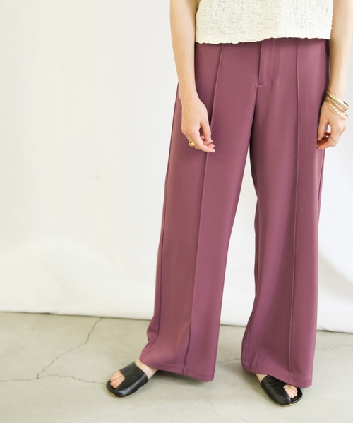 select MOCA(セレクトモカ)の「センターラインステッチワイドパンツ(スラックス・レディース・パープル/ブラウン/ブルー・SMALL/MEDIUM/LARGE)」の11枚目の写真