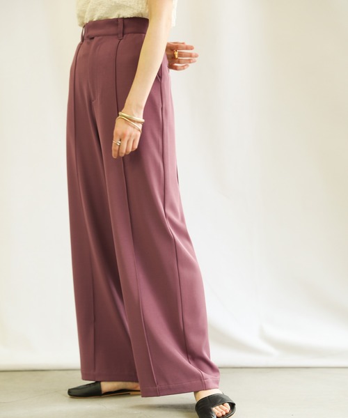 select MOCA(セレクトモカ)の「センターラインステッチワイドパンツ(スラックス・レディース・パープル/ブラウン/ブルー・SMALL/MEDIUM/LARGE)」の10枚目の写真