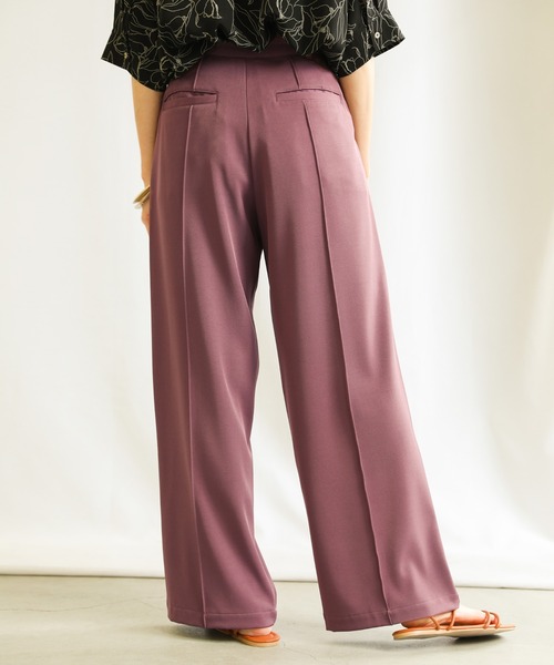 select MOCA(セレクトモカ)の「センターラインステッチワイドパンツ(スラックス・レディース・パープル/ブラウン/ブルー・SMALL/MEDIUM/LARGE)」の15枚目の写真