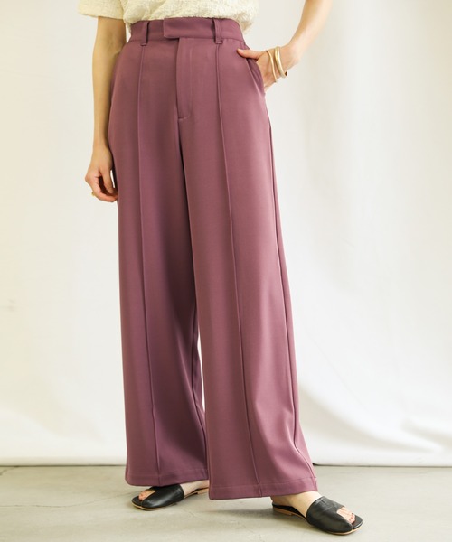 select MOCA(セレクトモカ)の「センターラインステッチワイドパンツ(スラックス・レディース・パープル/ブラウン/ブルー・SMALL/MEDIUM/LARGE)」の9枚目の写真