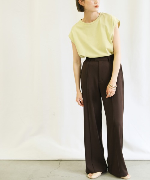 select MOCA(セレクトモカ)の「センターラインステッチワイドパンツ(スラックス・レディース・パープル/ブラウン/ブルー・SMALL/MEDIUM/LARGE)」の5枚目の写真